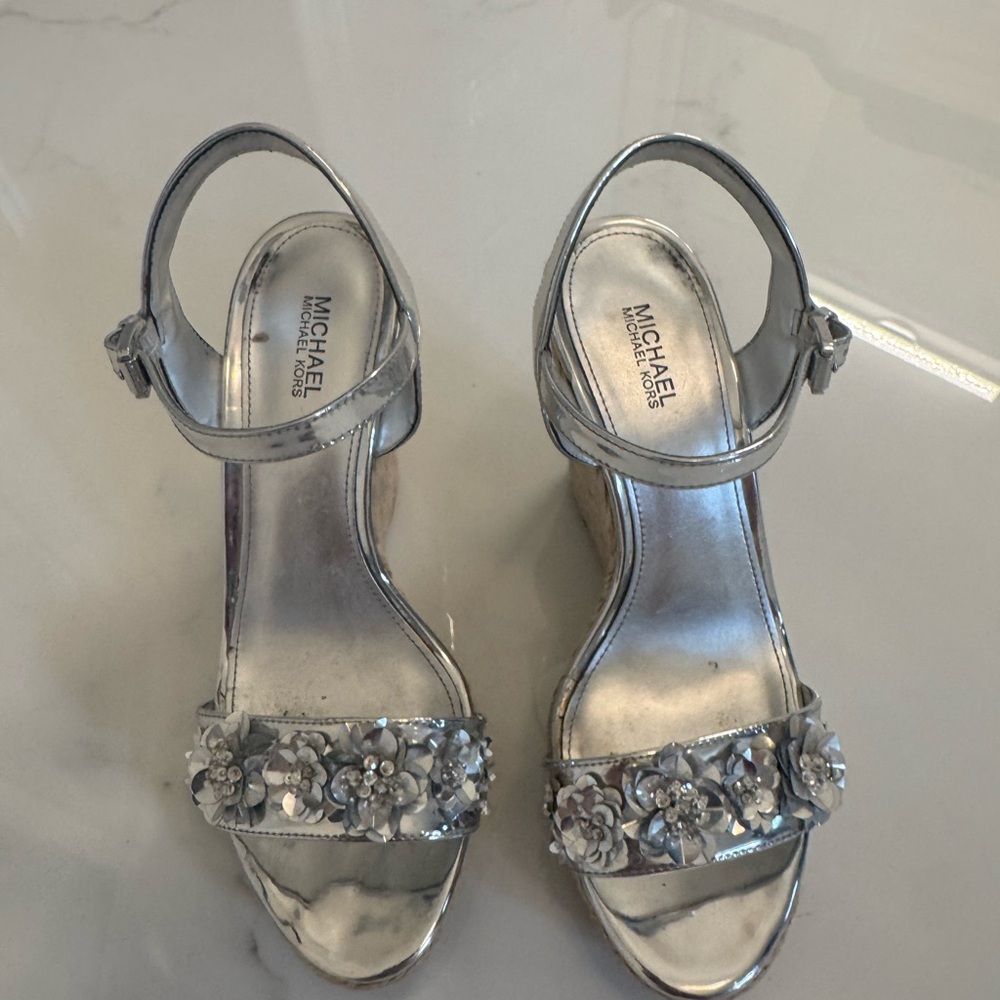 Michael Kors Metallic Floral Sandals